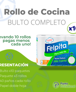 ROLLO DE COCINA FELPITA BULTO 10X3X40 PAÑOS