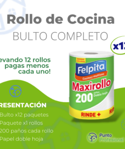 ROLLO DE COCINA FELPITA BULTO 12X200 PAÑOS