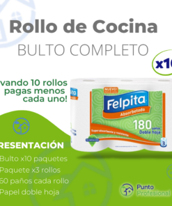 ROLLO DE COCINA FELPITA BULTO 10X3X60 PAÑOS