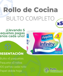 ROLLO DE COCINA FELPITA INFINITY BULTO 5X3X100 PAÑOS