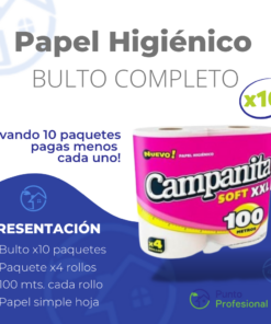 PAPEL HIGIENICO CAMPANITA BULTO 10X4 X100 MTS