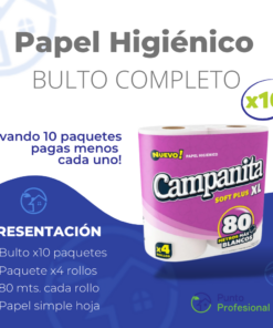 PAPEL HIGIENICO CAMPANITA BULTO 10X4 X80 MTS